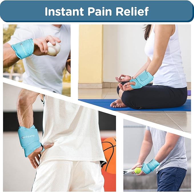 Comfytemp Wrist Ice Pack Wrap for Carpal Tunnel Relief, Wrist Brace for Hand Pain, Gel Ice Packs for Injuries Reusable, Hot Cold Compression for Tendonitis, Tenosynovitis