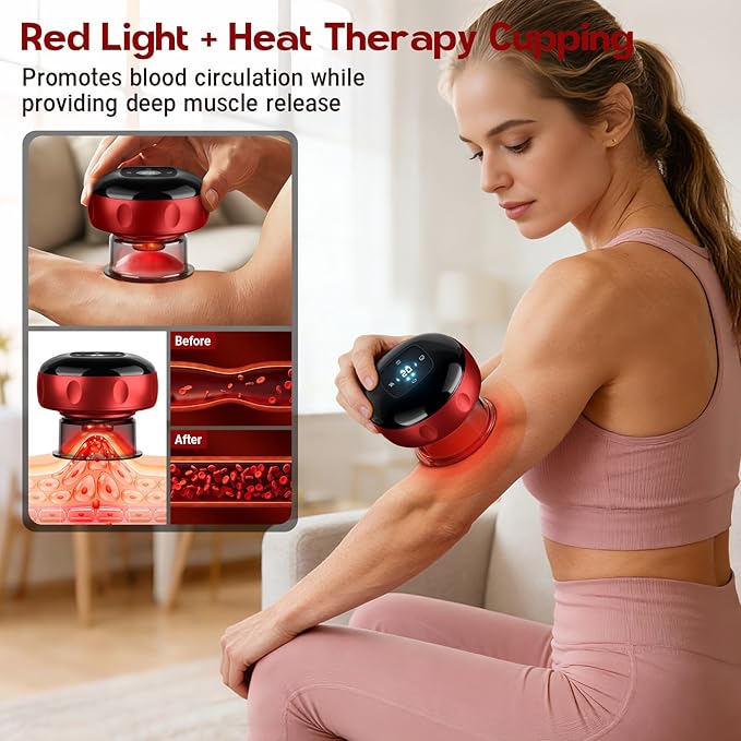 2 Pack Cupping Set, Smart Cupping Therapy Massager, 7 in 1 Red Light Cupping Therapy Set with 2 Modes for Targeted Pain Relief, Muscle Soreness,Tighter Skin,Cupping Kit with 12 Levels Suction and Heat