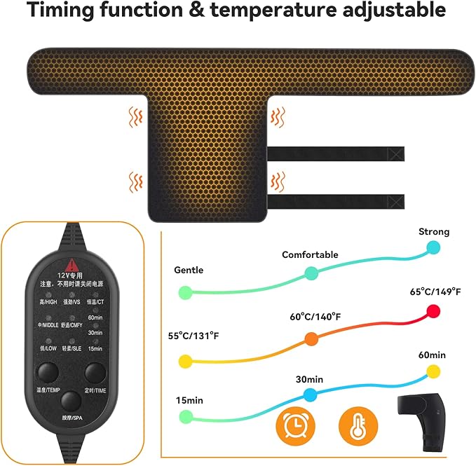 Yabuu Heated Massage Waist Hip Support Brace Heating Pad for Sciatica Pain Relief Hot Physical Therapy Waist/Lower Back/Thigh/Buttock Gift for Men Women