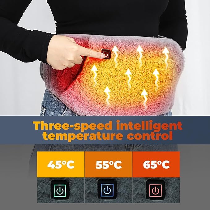 3-in-1 Pink Comfort Heating Belt: Soothing Warmth for Back & Abdomen + Cozy Hand Warmer, USB Powered Adjustable Heat Wrap for Women, 3-Temperature Settings