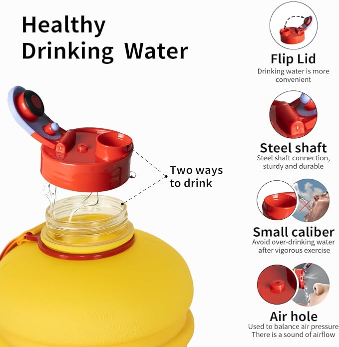 TOOFEEL 2.2 Litre / 74oz Athletic Water Bottle with Frosted Handle for Camping - Bike Bottle - Water Jugs For Drinking - Reusable Water Bottles - Oriental Red Colored Webbing Gradient Color Water Jug