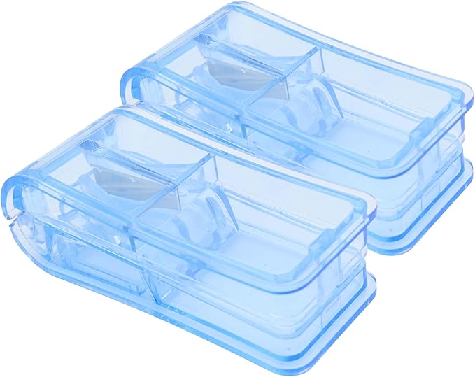 Pill Cutter, Splitter, Organizer for Pills/Supplement/Medication 2 Pcs (Blue)