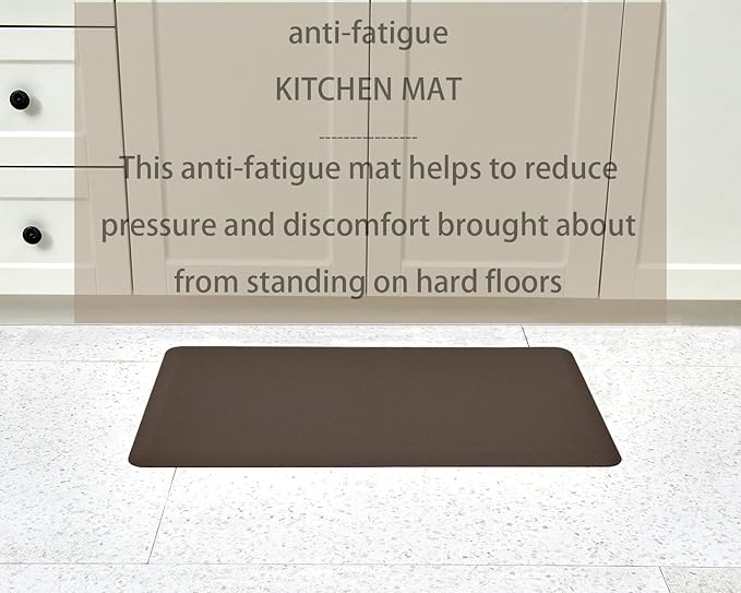 Anti Fatigue Kitchen Rugs Kitchen Mats for Floor,Cushioned Non-Slip Waterproof Ergonomic Comfort Rug Standing Mat for Kitchen,Doing Dishes,Floor,Home,Office,Sink,Laundry,Brown,17.3"x47.2"