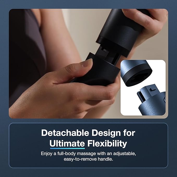 3-in-1 Massage Gun Extended Handle & Belt with 12 Speed Levels & 4 Replaceable Heads for Athletes, Gym Recovery and Seniors Back Pain
