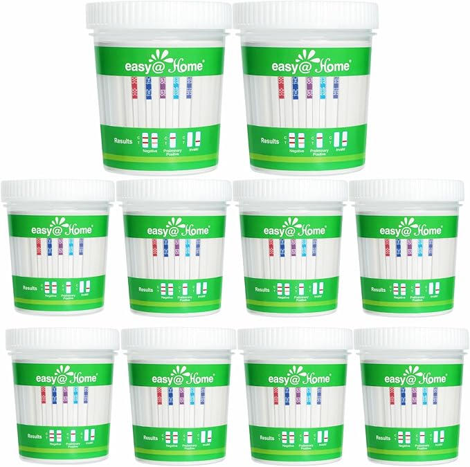 Easy@Home 10 Pack Drug Test Cup- 5 Popular Drug Tests Marijuana (THC),Amphetamine (AMP),Cocaine (COC), Methamphetamine (MET), Opiate (OPI 2000) - #ECDOA-254