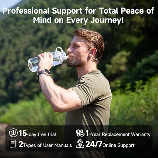 Portable Electric Water Filter - 0.01 Micron Outdoor Camping Water Purifier for Hiking, Camping Water Filtration System Survival,Travel and Emergency (Grey)