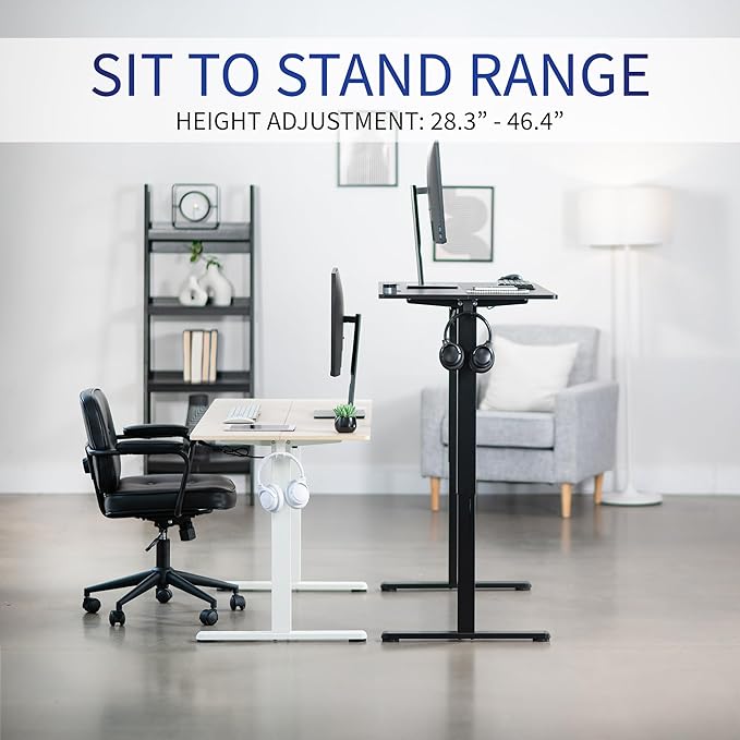 VIVO Electric 55 x 24 in Standing Desk, Memory Height Adjustment, Rustic Vintage Brown Top Black Frame, DESK-E155TN