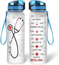 Hyturtle Personalized Nurse Water Bottle - 32oz Motivational Water Bottle with Leak-Proof Lid & Time Marker - Gift for Women, Nursing Students, Medical Assistants, Healthcare Workers On Birthday