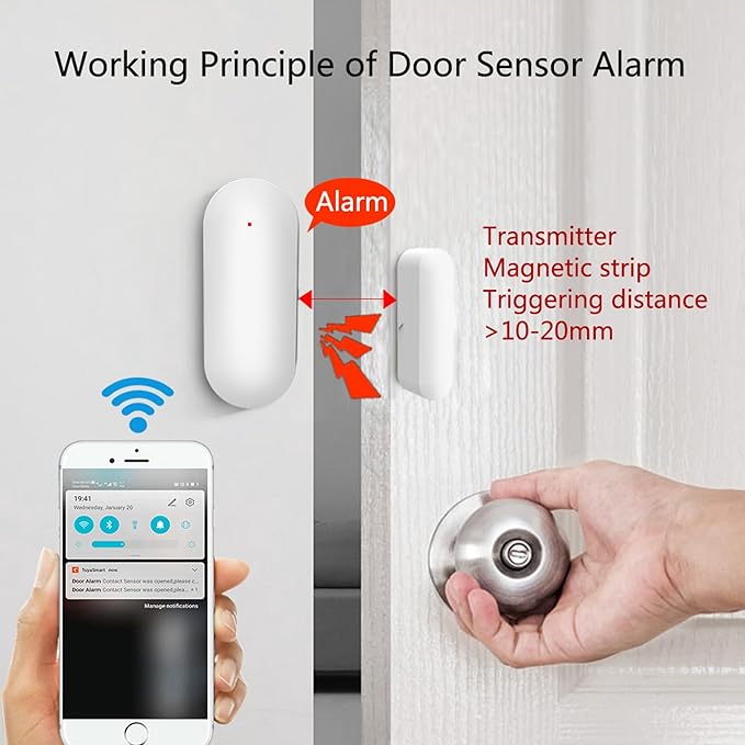 Smart Zigbee Door and Window Sensor – Wireless Magnetic Contact Sensor with Real-Time App Alerts, Compatible with Alexa, Google Home, IFTTT – Home Security & Automation Door Window Monitor