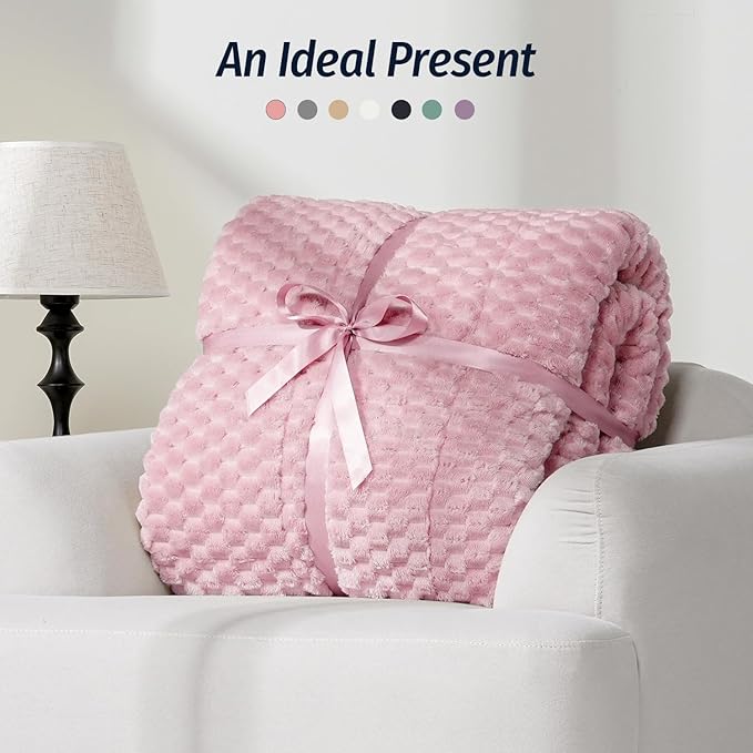 Wemore Fleece Weighted Blanket for Adults (60" x 80" 15lbs, Pink), Dual Sided Cozy Soft Sherpa Heavy Blanket, 3D Imitation Turtle Shell Warm Jacquard Flannel Weighted Blankets for Couch and Bed