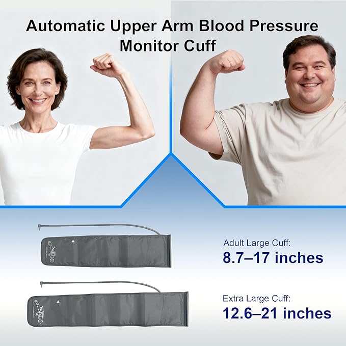 Automatic Upper Arm Blood Pressure Monitor for Home Use with 9-17in & 13-21in L/XL/Extra Large Cuff, Accurate Measurement Guidance, Portable Fit Big Arms BP Machine