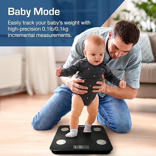 Active Era Digital Bathroom Bluetooth Scales Weight and Body Fat - Fit Track Scale Calculates BMI, Body Fat Percentage, Muscle Mass - Apple Health, Google Fit & Fitbit Compatibility (Black)