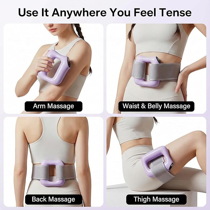 Electric Full-Body Vibration Massager, Hands-Free Cordless Design with Adjustable Strap, 8 Vibration Modes for Belly, Back, Legs & Waist, Includes Sash & Scraper