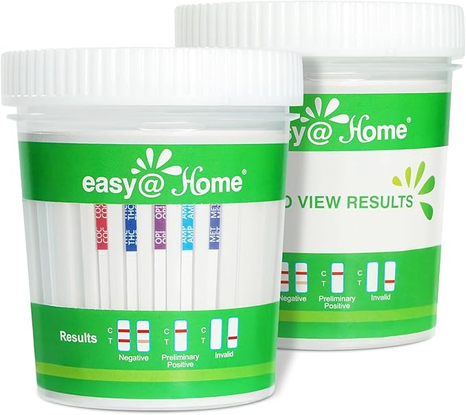 Easy@Home Drug Test Cup for AMP, COC, MET, OPI, THC, 2 Pack Multidrug Urine Screening, Result in 5 Min, with Specimen Validity Strip #ECDOA-254