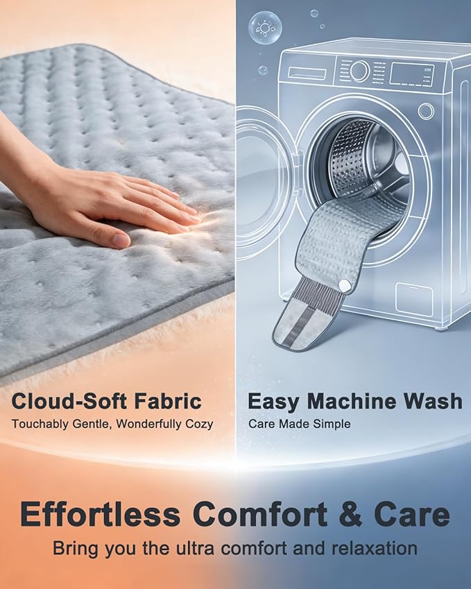 Heating Pad for Back Pain Relief, 12" x 24" + 26" XL Electric Heating Pad for Period Cramps with Loop Fastener for Hands-Free 360 Fit, 4 Timers & 6 Temperatures, Auto Shut-Off, Machine Washable