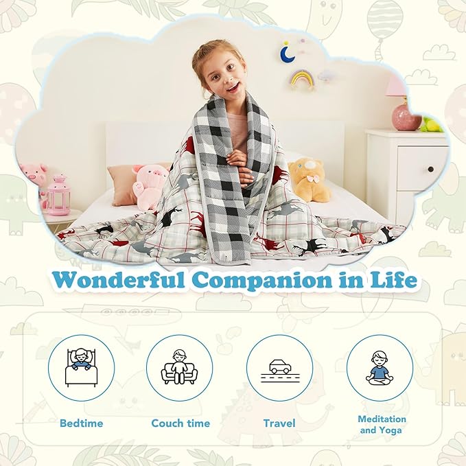 CuteKing Weighted Blanket - Weighted Blanket with Premium Glass Beads - Breathable Heavy Blanket for Comfort Sleep - Soft Thick Blanket All Season(10lbs, 72"x48", Deer)