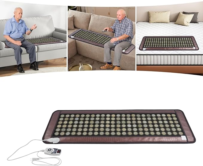 20 x 59 Inch Infrared Heating Pads for Full Back, 138 Pieces Natural Jade Electric Heating Pad for Back Neck Shoulder Fast Pain Relief (Coffee)