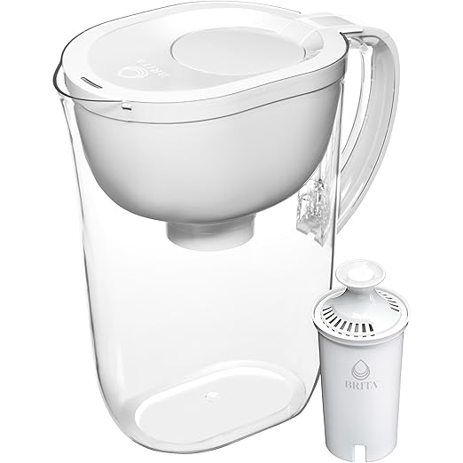 Brita Large Water Filter Pitcher for Tap and Drinking Water with SmartLight Change Indicator, Includes 1 Standard Filter, BPA-Free, Lasts 2 Months, 10-Cup Capacity, Bright White