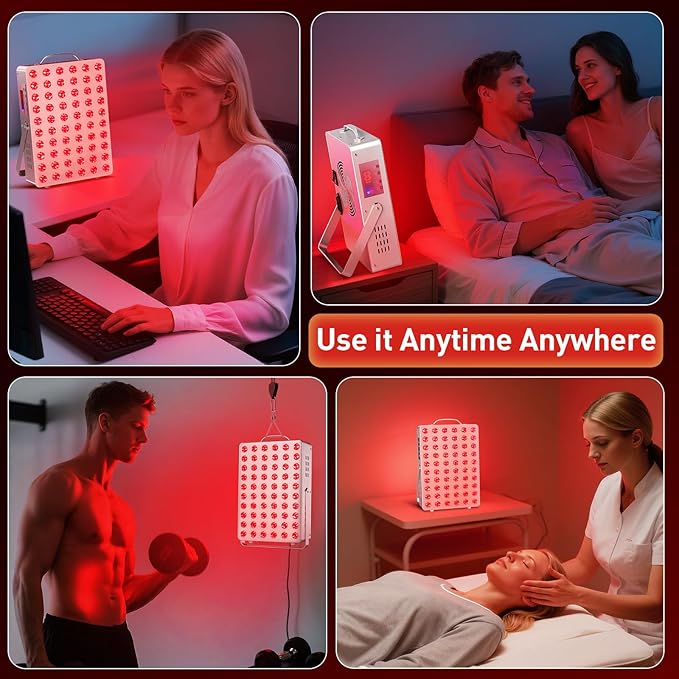 Cholas Red Light Therapy Panel for Face and Body, 150W with 60 Dual Chip LEDs, 660nm Red Light and 850nm Near Infrared, 3 Modes Adjustable Brightness and Timer, for Skincare and Relaxation (Silver)