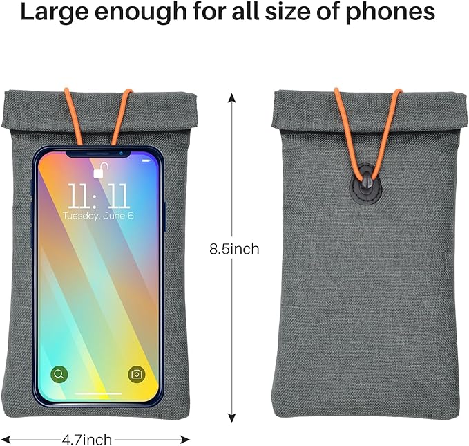 Faraday Bags for Phones 2 Pack, Signal Blocking Case Anti Hacking & Tracking, Faraday Cage for Car Keys Fob, RFID GPS 5G WiFi Bluetooth Shielding, Waterproof Privacy Protection Pouch for Cell Phone