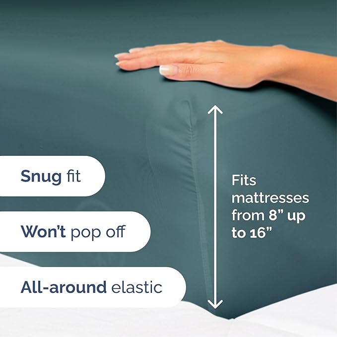 Cal King Size 4 Piece Sheet Set - Extra Soft, Breathable & Cooling - Hotel Luxury Durable Bed Sheets for Women & Men - Deep Pockets, Easy-Fit & Wrinkle-Free - Deep Teal Oeko-Tex