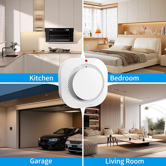 Smoke Detectors for Home,Photoelectric Wireless Fire Alarms Replaceable Battery Powered,Portable Smoke Alarm with Test/Mute Button,Attic Smoke Detector,4 Pcs(Battery Not Included)