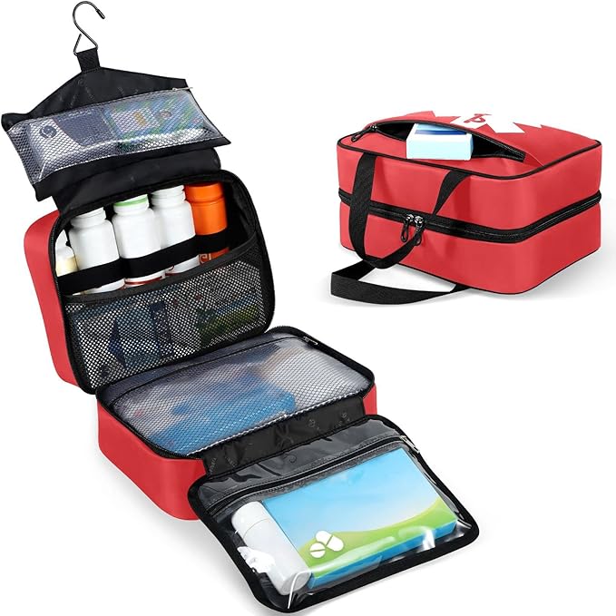 Naanle Pill Organizer Bag Travel Pill Bottle Medicine Organizer Home Storage Medication Bag for Vitamin Supplements, Medical Sign Empty First Aid Bag for Car Camping, 1.0 Count