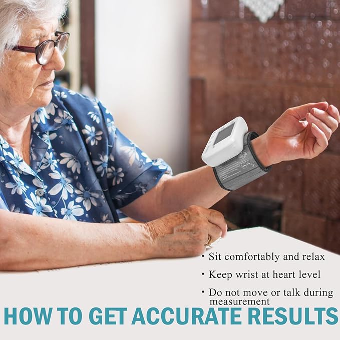 Wrist Blood Pressure Monitor – Digital BP Machine for Home Use, Large Display, Adjustable Cuff (5.3–7.6”), 99 Memory for 2 Users, Accurate & Portable Design, Portable Carrying Bag Included