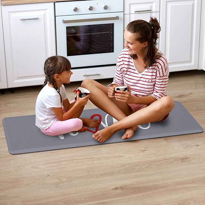 HappyTrends Kitchen Mat Cushioned Anti-Fatigue Rug Non-Slip Kitchen Rugs Stain Resistant Ergonomic Comfort Mat for Floor, Office, Sink, Laundry (17.3"x 60", Grey)
