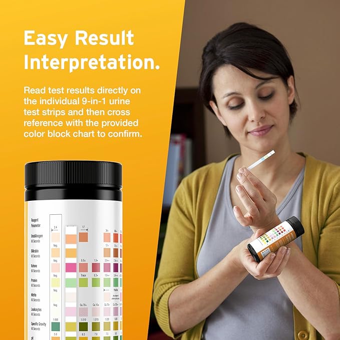 100 x AYDMED 9-in-1 UTI Test Strips | 9 Parameter Urine Test Strips for Leukocytes, Nitrite, Specific Gravity, pH, Protein, Urobilinogen, Bilirubin, Ketone & Ascorbic Acid | FSA & HSA Eligible