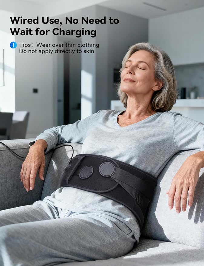 10000mAh Cordless Heating Pad with Massager for Back Pain Relief, 50-67" Lower Back Massager with 3 Heat &Timer, 5 Vibration Portable Heating Pad for Cramps, Birthday Gift for Women Men Mother