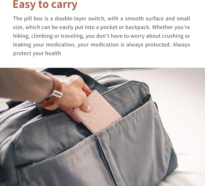 Portable Metal Travel Medicine Box with a Mirror / 8 Compartments (Rose Gold)