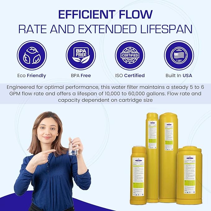 Crystal Quest Lead Water Filter Cartridge – Advanced Lead & Cyst Filtration, Durable PP Build, Steady Flow, Easy Installation, Long-Lasting Use, Fit for Crystal Quest Systems - 4-5/8" x 9-3/4"