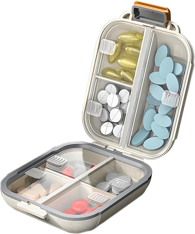 Travel Pill Organizer, Portable Pill Case, Daily Pill Box to Hold Vitamins, with 7 Compartments for Different Medicines,Pill Container Medicine Vitamin Organizer