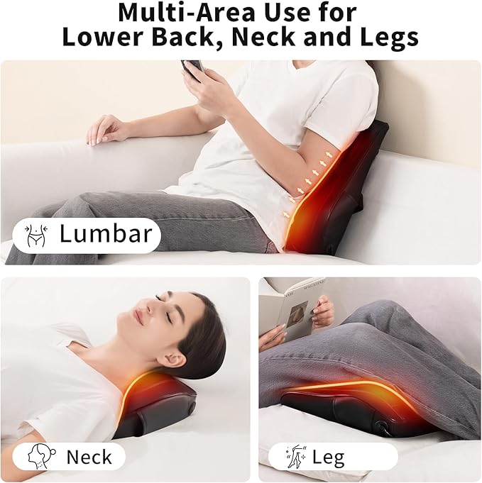 Firebrighting Electric Back Massager with Heat for Office Chair - Shiatsu Deep Kneading Massage Pillow, Back Comfort Support for Meetings and Reading, Adjustable Strap,Gifts for Dad Mom Men Women