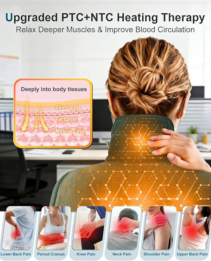 Weighted Heating Pad for Neck Shoulders Back, Upgraded PTC+NTC Even Heating, Versatile Electric Heated Neck Wrap for Full-Body Relax, Birthday Gifts for Women Men, Mothers Day Gifts for Mom Wife