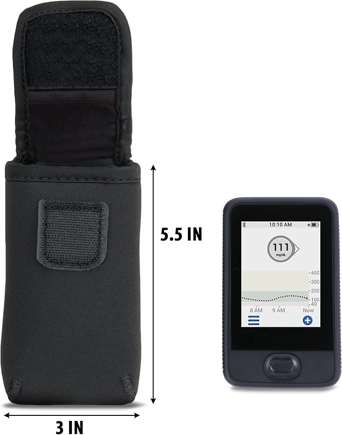 USA Gear Large Continuous Glucose Monitor Receiver Belt Case Compatible with Dexcom G7 Receiver, Dexcom G6, and More CGM Glucose Monitor Devices - Flexible Neoprene with Scratch Resistant Interior