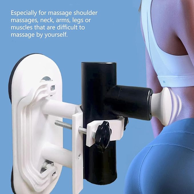 Hands Massage Gun Holder, Wall Mounted Multifunctional Fascia Gun Mounting Bracket for Fitness Back Shoulders Legs, with 2 Suction Cups