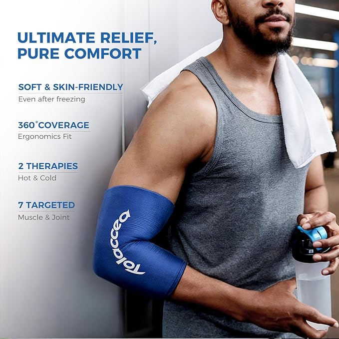 Elbow and Knee Ice Pack - Cold Ice Sleeve with Reusable Gel & Cold Therapy Compression for Knee, Shin Splints, Calf Strain, Flexible Ice Pack for Tennis Elbow, Tendinitis(Small (Pack of 1), Blue)