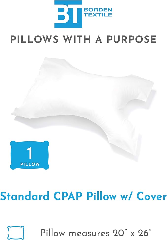 CPAP Pillow by Pillows with a Purpose - Standard Size - Unqiue Design with Contoured Cut-Outs - Hypoallergenic with Cover Included