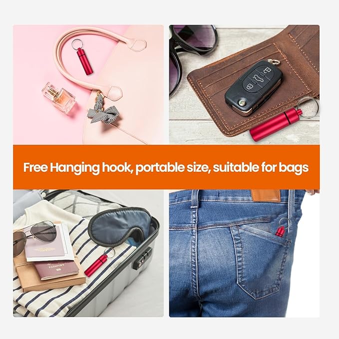 Small Portable Pill Organizer case Keychain (3 Pack),Metal Pocket Pill Holder Keychain for Travel,Waterproof Metal Pill Container Medicine Bottle for for Purse
