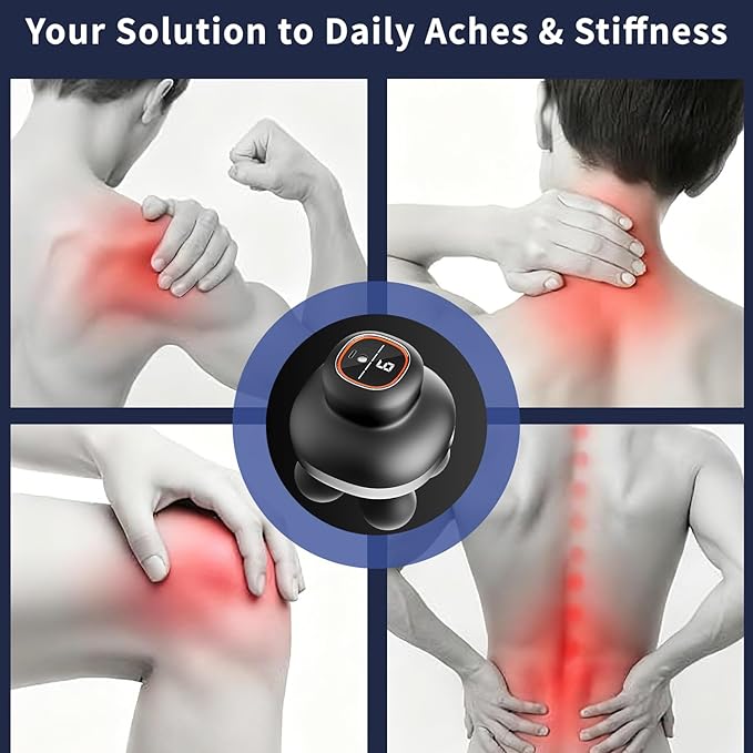 Deep Tissue Massage Gun, Handheld Percussion Muscle Massager with 30 Speed Levels & 4 Heads, Portable Electric Massager Gun for Pain Relief, Quiet Brushless Motor for Back, Neck, Shoulders & Athletes