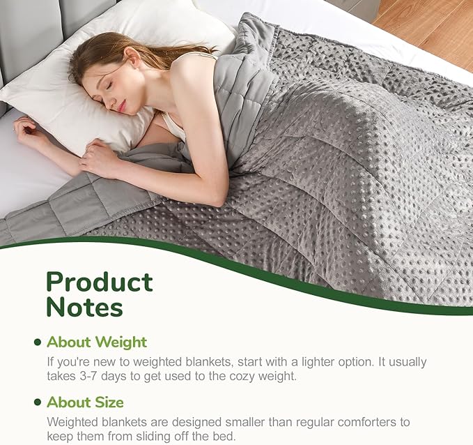 Sivio Weighted Blanket for Adults (20lbs, 60"x80" Queen Size), Cooling and Breathable Minky Heavy Blanket for 140-220lbs Men and Women All-Season Sleeping Comfort, Grey