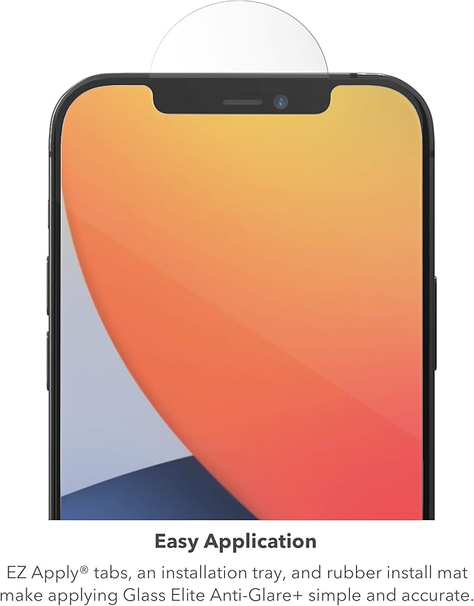 ZAGG Glass Elite Anti-Glare Plus - Blocks Glare from your device - Made for iPhone 12 Pro Max,InvisibleShield, Clear, 200106678