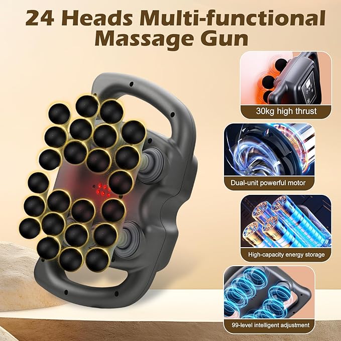 PakaLife Massage Gun Set,Gift for Husband,Professional Deep Tissue with Cupping Kit for Massage Therapy,Back Massager for Pain Relief Deep Tissue (24 Head Foot Massage Gun)