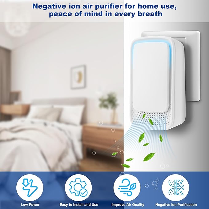 VGY Plug In Air Purifier (2 Pack) – Ionizer Air Purifier, Quiet Negative Ion Air Purifiers, Portable Air Filter Odor for Home, Bedroom, Office, kitchen, Pet Room, Dorm, White