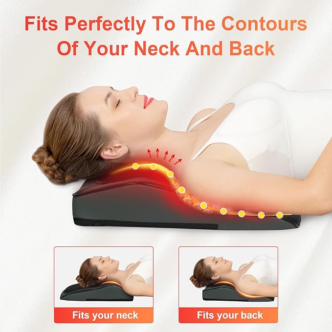 COMFIER Valentine’s Day Gifts for Her Him,Back Massager with Heat, Shiatsu Neck and Back Massager with Heat for Back Pain, Soothing Heating & 3D Kneading Massage Pillow