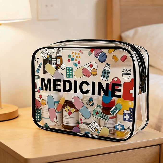 ZAHSY Pill Pouches for Medicine Bag for Traveling Accessories for Women Small Clear Cosmetic Pouch Zipper Makeup Organizer Bag Pill Storage Medical Pouch for Christmas Birthday Gifts for Daughter