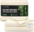 Silver Infused Bed Sheets Set, Temperature-Regulating Fabric with Self-Cleaning Technology for 3X Freshness Sleep, Genuine Organic Viscose Derived from Bamboo (OffWhite, King)