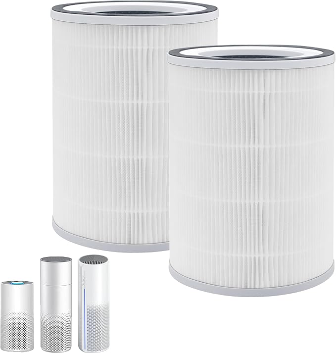 2 Pack KILO H13 True HEPA Filter Compatible with Afloia KILO, KILOPLUS, KILOPRO, MIRO,MIRO PRO and MORENTO MR-Kilo, Kalo Air Pur ifier, 360° 4-Stage Filtration（white）
